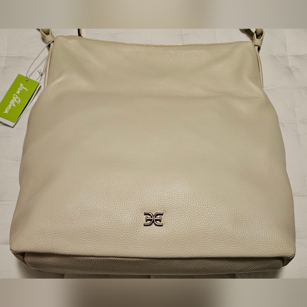 NWT Sam Edelman Bay Large Chainlink Hobo Pebble Leather Bag: Cream/Gold - Picture 6 of 15